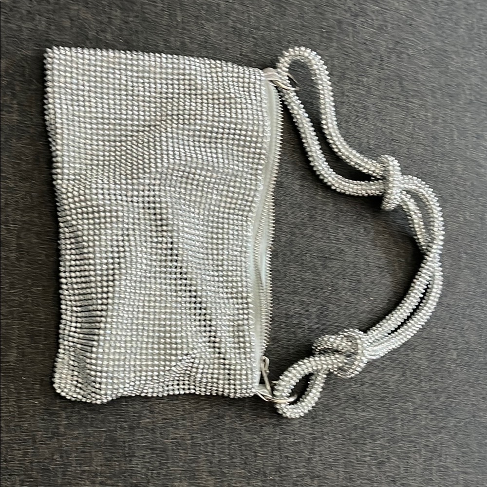 Silver Beaded Clutch Bag